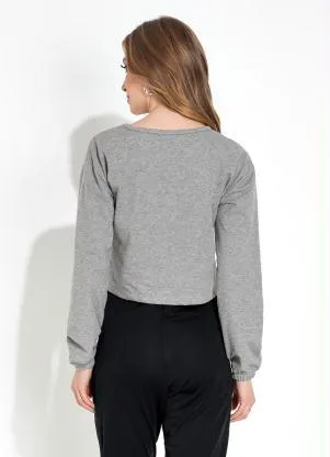 Moda Pop - Casaco Mescla com Decote Redondo - MODA POP