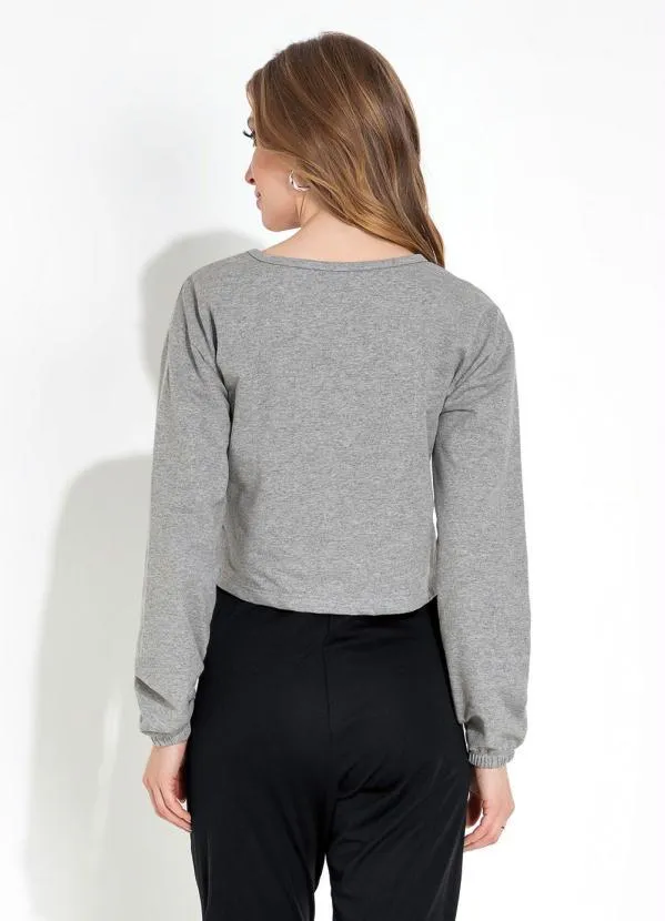 Moda Pop - Casaco Mescla com Decote Redondo 2