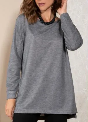 Quintess - Casaco Mescla Escuro em Moletinho - QUINTESS