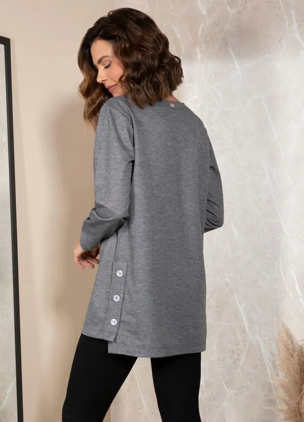 Casaco Mescla Escuro em Moletinho Quintess