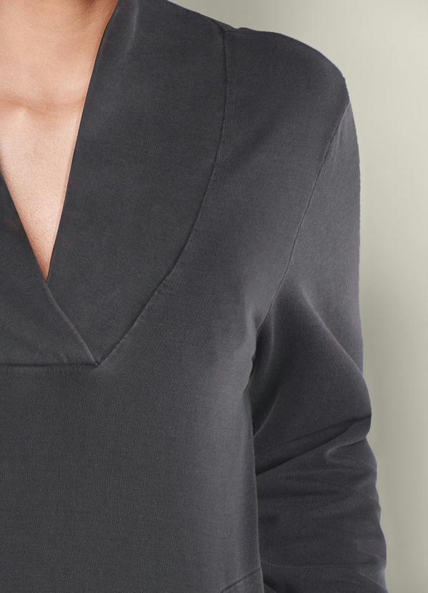 bonprix - Casaco Moletom Decote Transpassado Cinza Chumbo 3