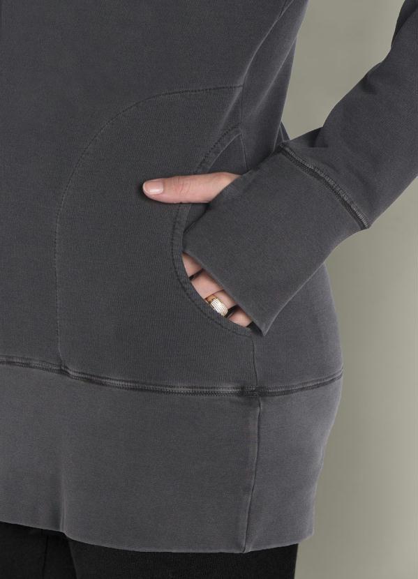 bonprix - Casaco Moletom Decote Transpassado Cinza Chumbo 4