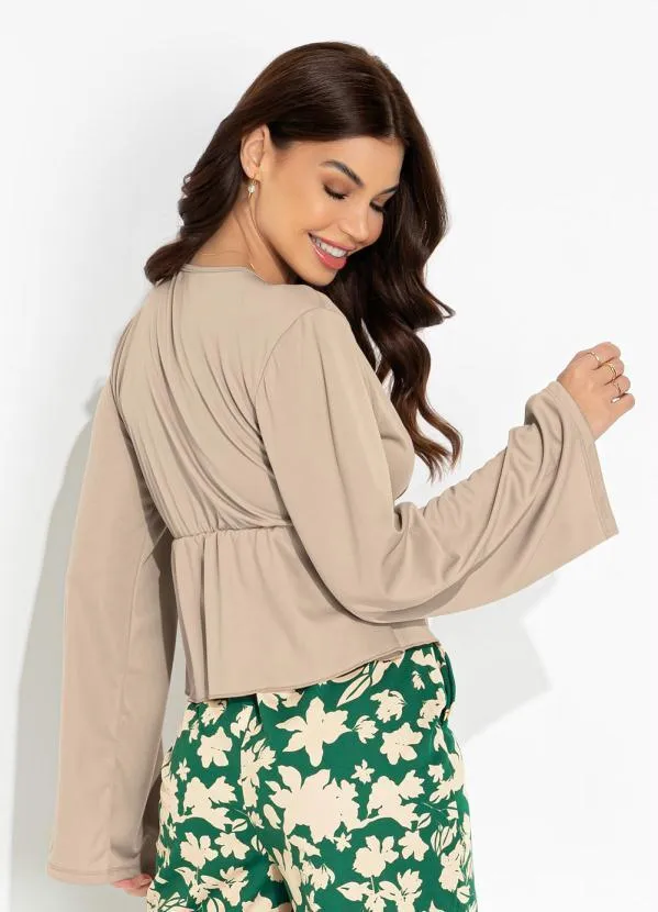 Moda Pop - Casaco Nude com Elástico e Amarração 2