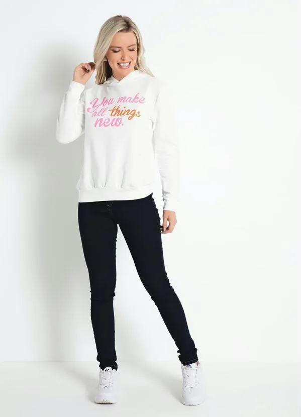 Moda Pop - Casaco Off White com Estampa Frontal 3