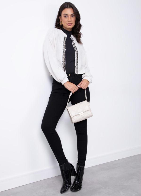 Quintess - Casaco Off White com Fios Metalizados 2