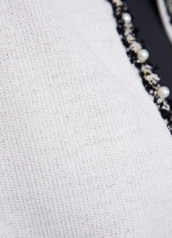 Quintess - Casaco Off White com Fios Metalizados 3