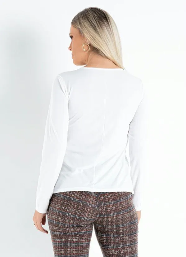 Queima Estoque - Casaco Off White com Frente em Pêlo de Carneiro 2