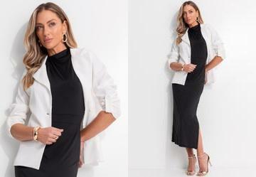 Casaco Off White em Crepe Plano