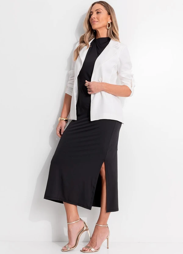 Quintess - Casaco Off White em Crepe Plano 3