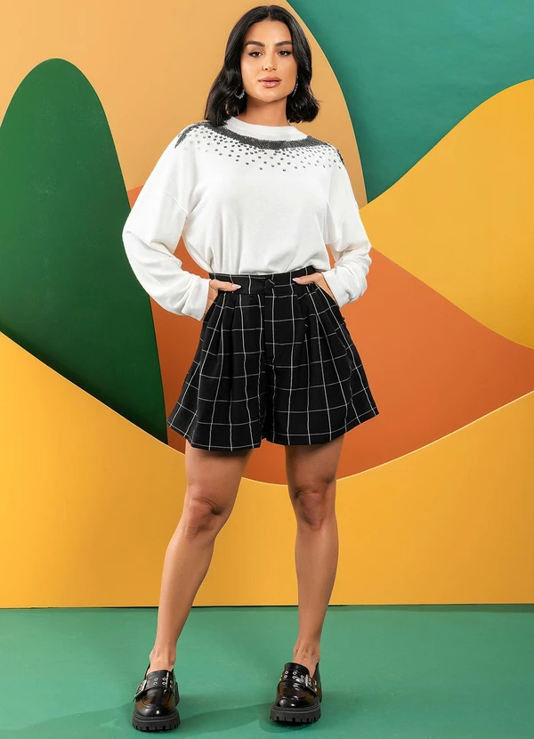 Quintess - Casaco Off White em Flanela Lisa Peluciada