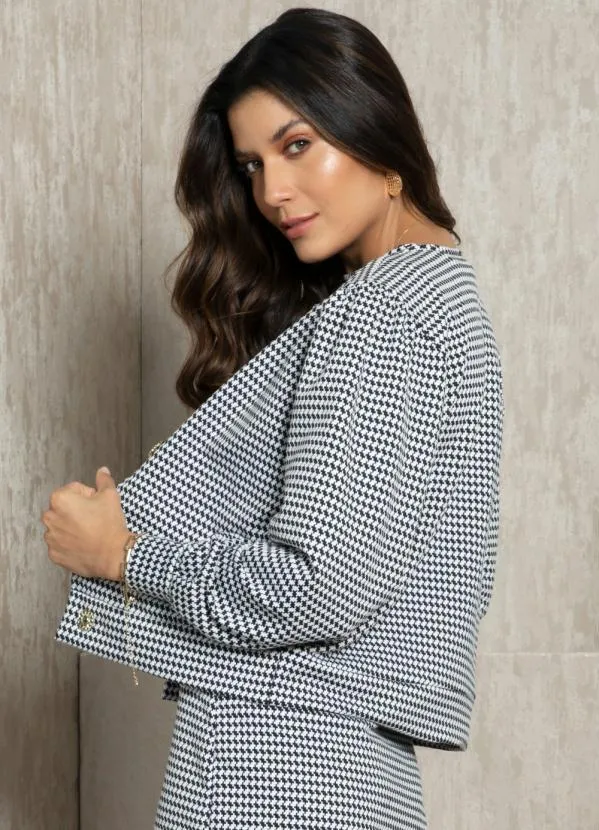 Quintess - Casaco Pied de Poule com Mangas Bufantes 9