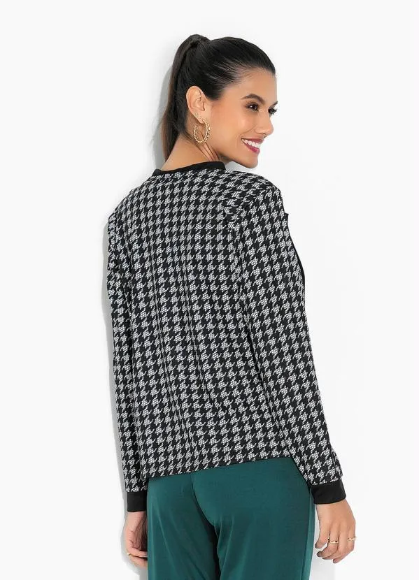 Moda Pop - Casaco Pied de Poule Mangas Longas e Gola 2