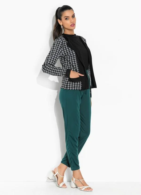 Moda Pop - Casaco Pied de Poule Mangas Longas e Gola 4