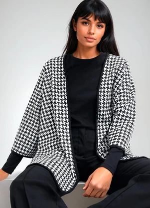 bonprix - Casaco Pied de Poule P&B em Malha de Viscose - BONPRIX