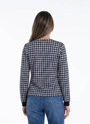 Moda Pop - Casaco Pied Poule com Zíper - MODA POP