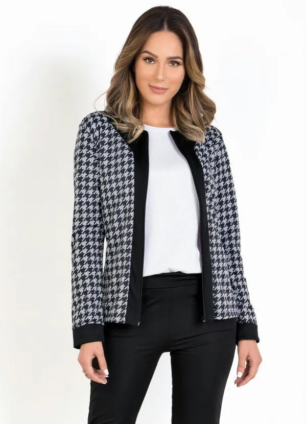 Moda Pop - Casaco Pied Poule com Zíper 3