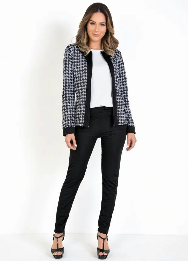 Moda Pop - Casaco Pied Poule com Zíper 5