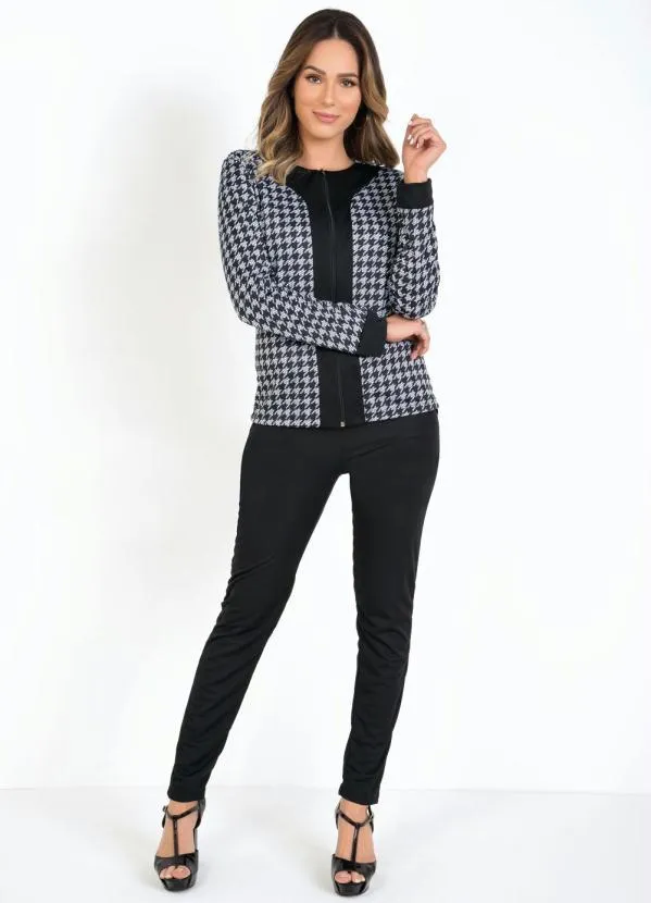 Moda Pop - Casaco Pied Poule com Zíper 6