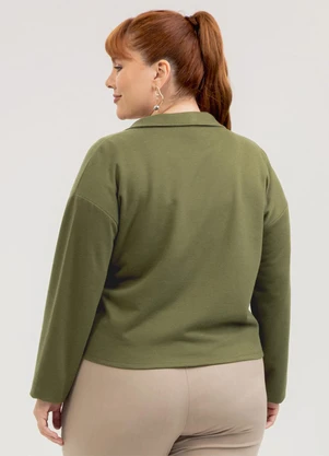 Cativa - Casaco Plus Size em Tecido Texturizado Verde - CATIVA