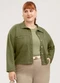 Cativa - Casaco Plus Size em Tecido Marrom Escuro - variação: Verde