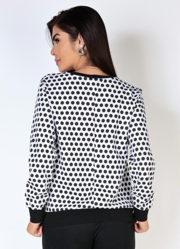 Outlet - Casaco Poá com Punhos Contrastantes 2