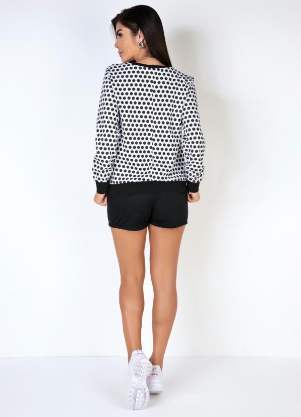 Outlet - Casaco Poá com Punhos Contrastantes 4