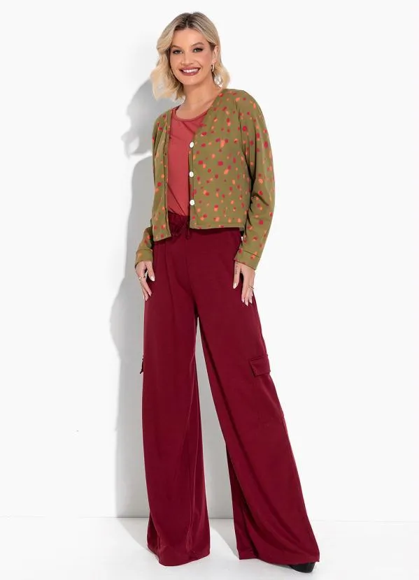 Moda Pop - Casaco Poá Verde com Mangas Longas 3