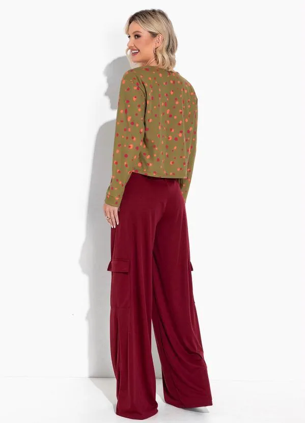 Moda Pop - Casaco Poá Verde com Mangas Longas 4