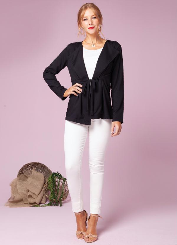 Quintess - Casaco Preto com Ajuste na Cintura 3