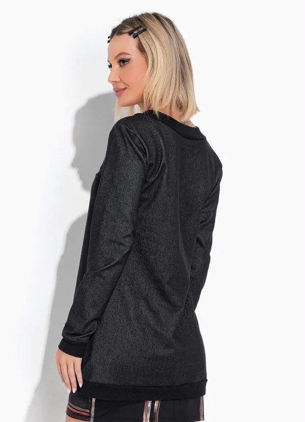 Moda Pop - Casaco Preto com Boões Funcionais 2