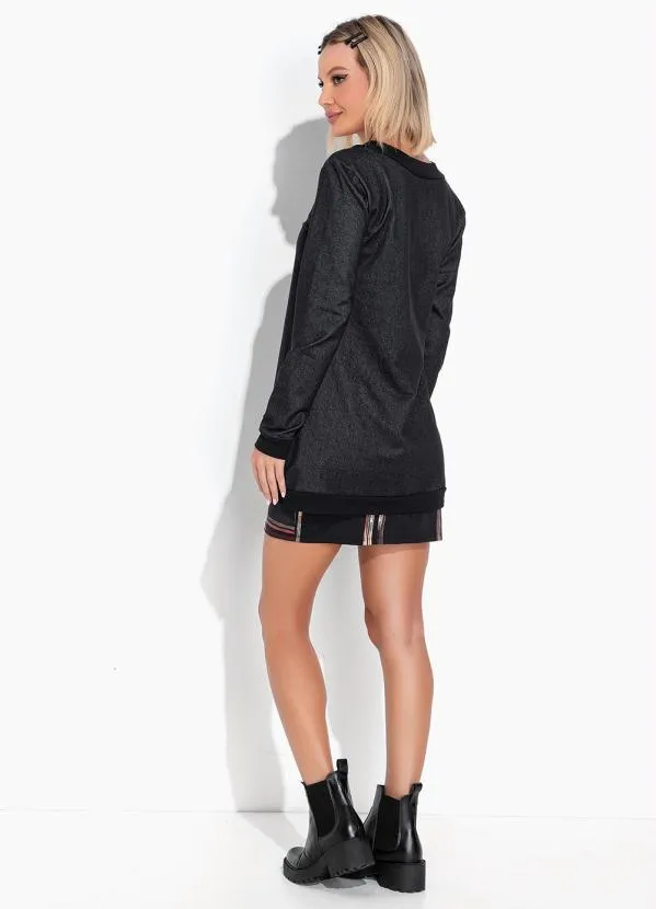 Moda Pop - Casaco Preto com Boões Funcionais 5