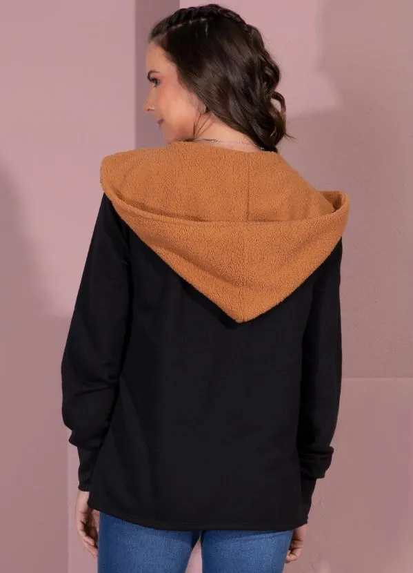 Quintess - Casaco Preto e Caramelo com Pelinho 2