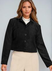 Casaco Preto em Malha Plush