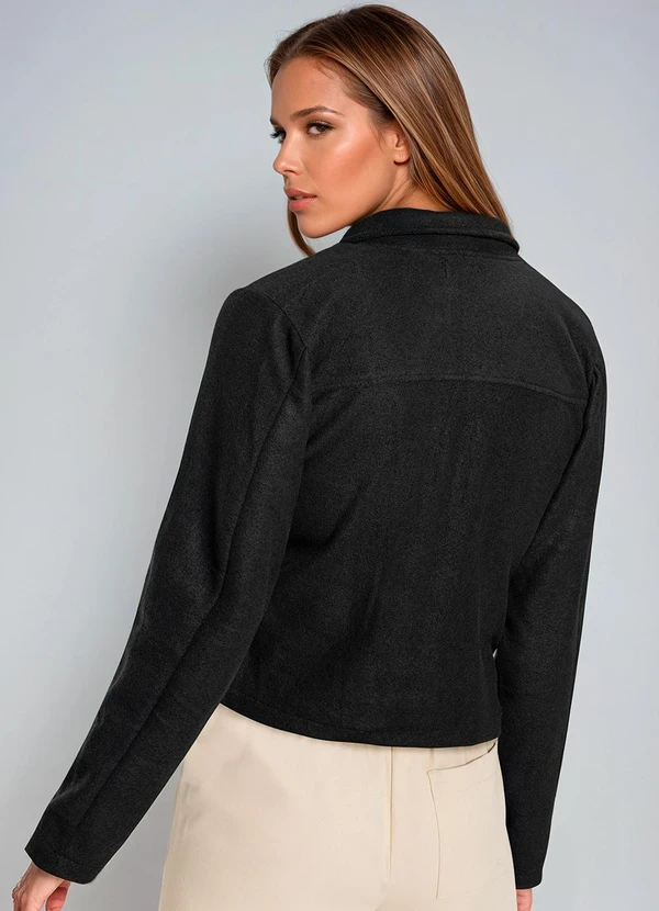 bonprix - Casaco Preto em Malha Plush 2