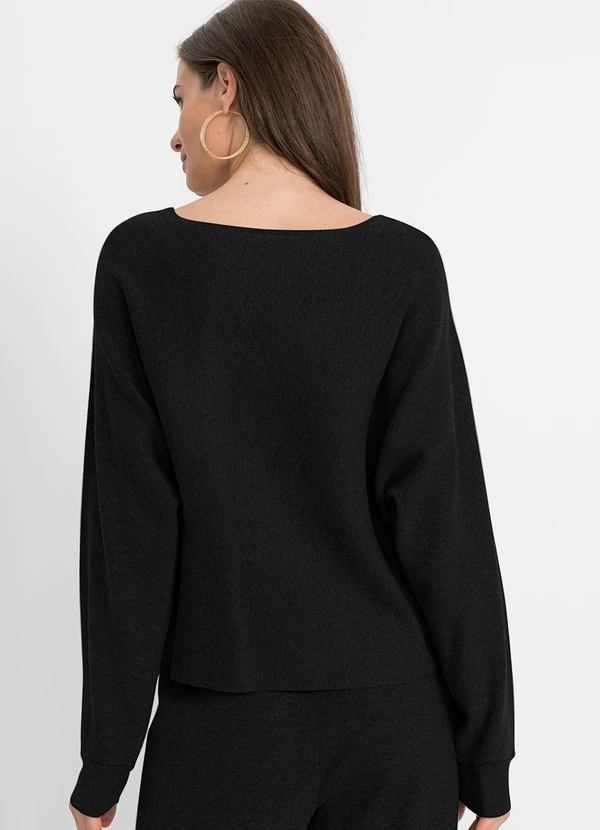 bonprix - Casaco Preto em Malha Tricô 2