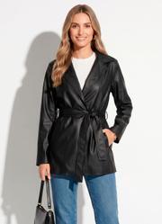 Casaco Preto em Material Sint�tico