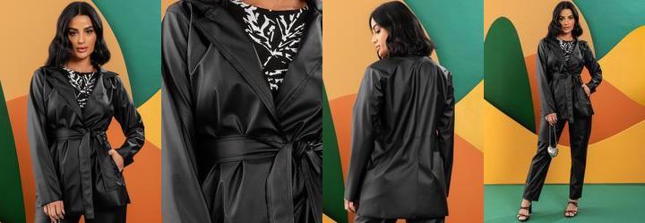Casaco Preto em Material Sinttico