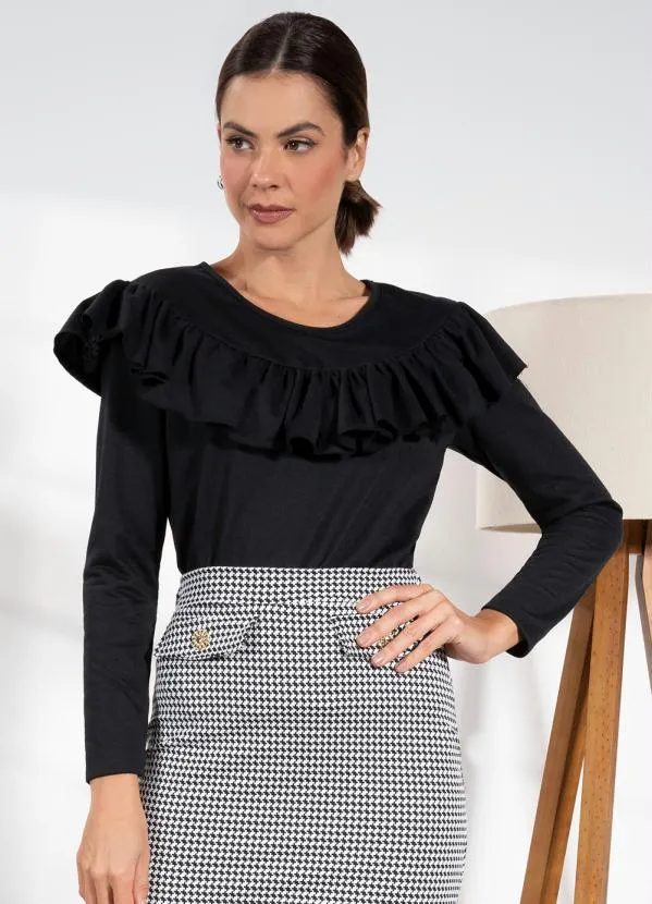 Quintess - Casaco Preto em Moletinho