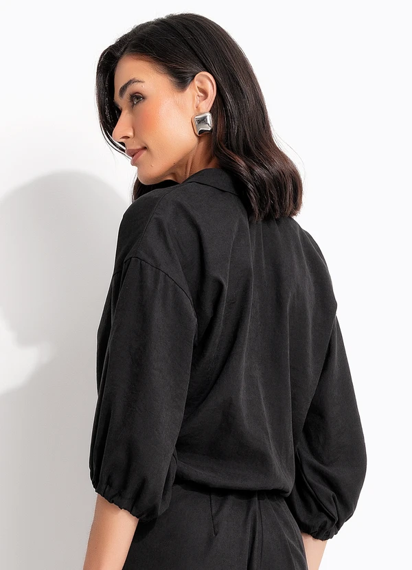 Quintess - Casaco Preto em Nylon Suede 5