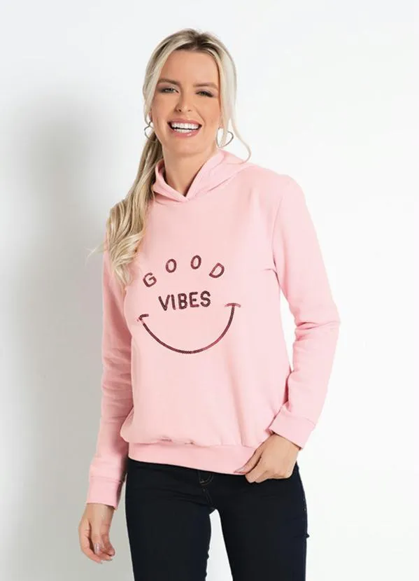 Moda Pop - Casaco Rosa com Bordado de Paetê