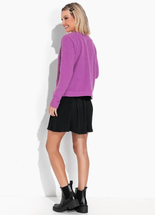 Moda Pop - Casaco Roxo com Bolsos e Gola 4