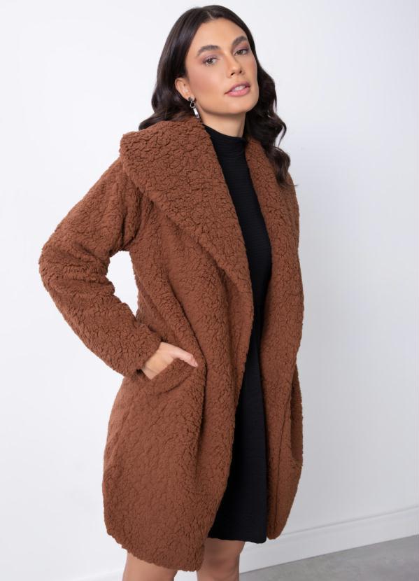 Quintess - Casaco Teddy Alongado Marrom 2