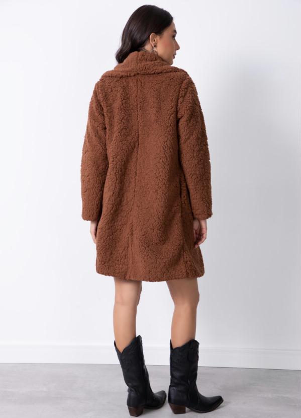 Quintess - Casaco Teddy Alongado Marrom 4