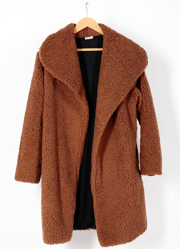 Quintess - Casaco Teddy Alongado Marrom 5
