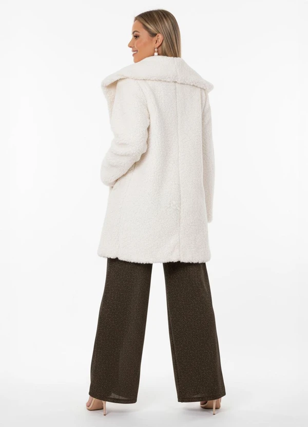 Casaco Teddy Alongado Off White - Quintess