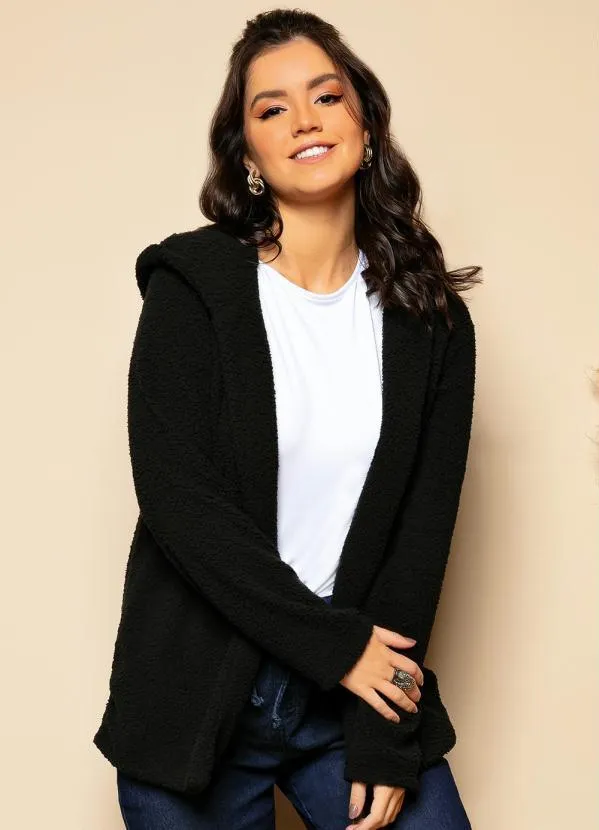 Quintess - Casaco Teddy Preto com Capuz 8