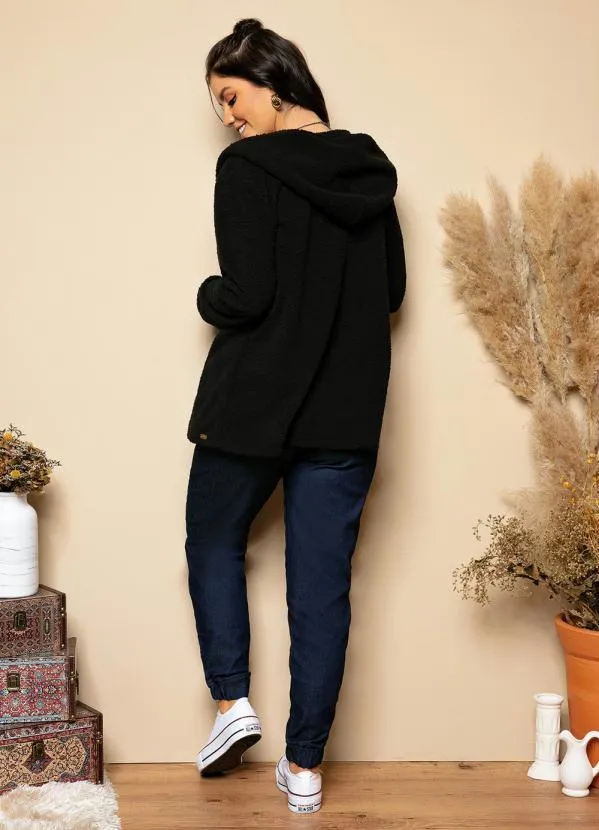 Quintess - Casaco Teddy Preto com Capuz 5