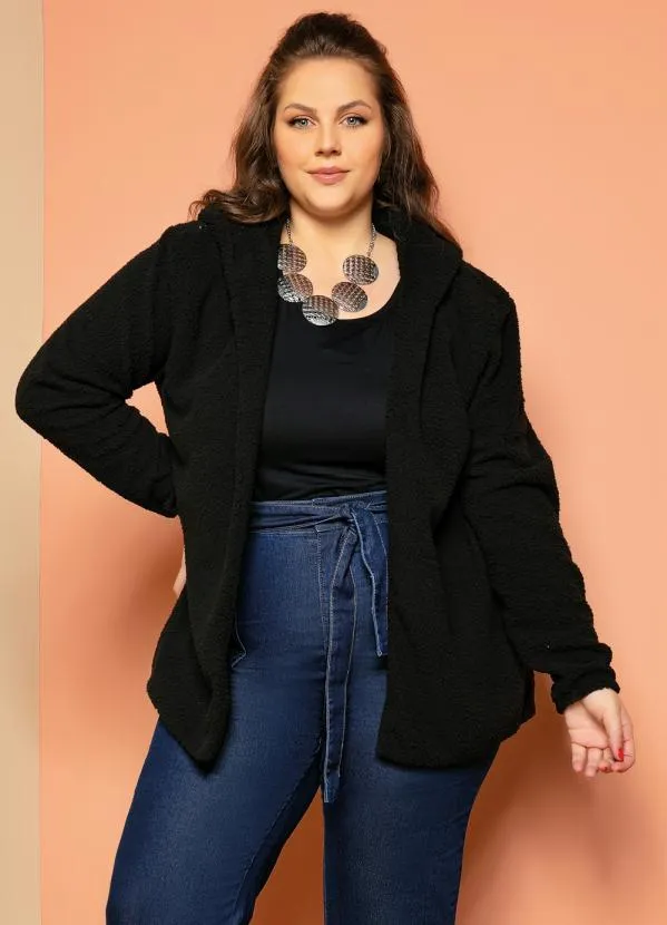Quintess - Casaco Teddy Preto com Capuz 4