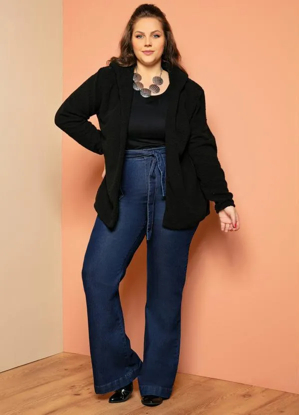 Quintess - Casaco Teddy Preto com Capuz 2