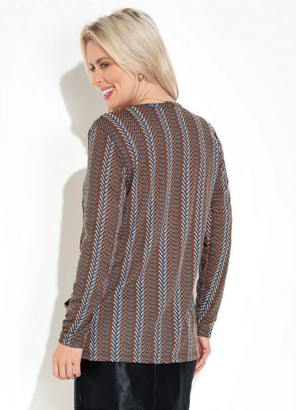 Moda Pop - Casaco Texturizada Preto com Bolsos Funcionais 2